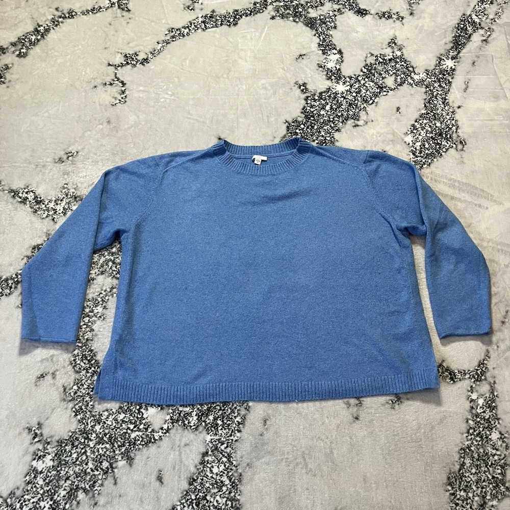J Jill Sweater Womens Sz XL‎ Heather Blue Plush Knit Crew LS Pullover Casual